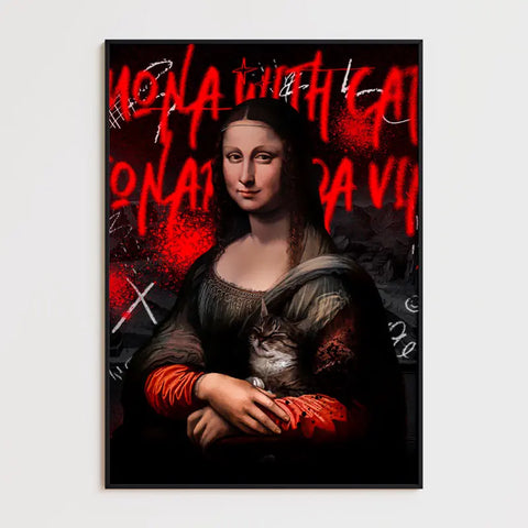 Affiche et Tableau Pop Art de Mona Lisa With a Cat