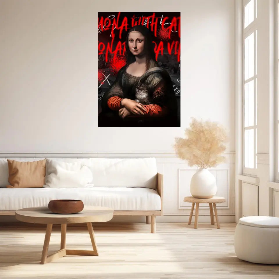 Affiche et Tableau Pop Art de Mona Lisa With a Cat