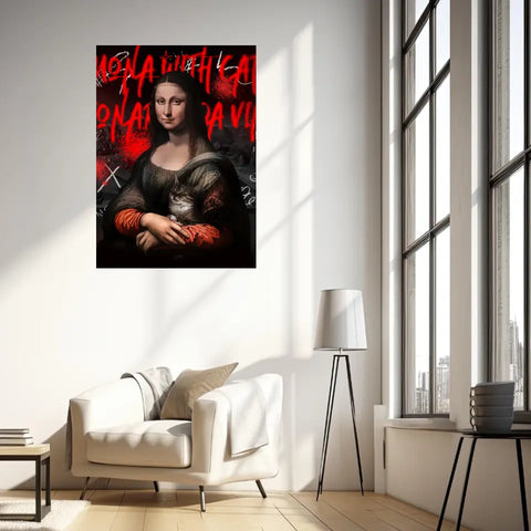 Affiche et Tableau Pop Art de Mona Lisa With a Cat