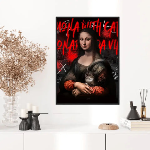 Affiche et Tableau Pop Art de Mona Lisa With a Cat