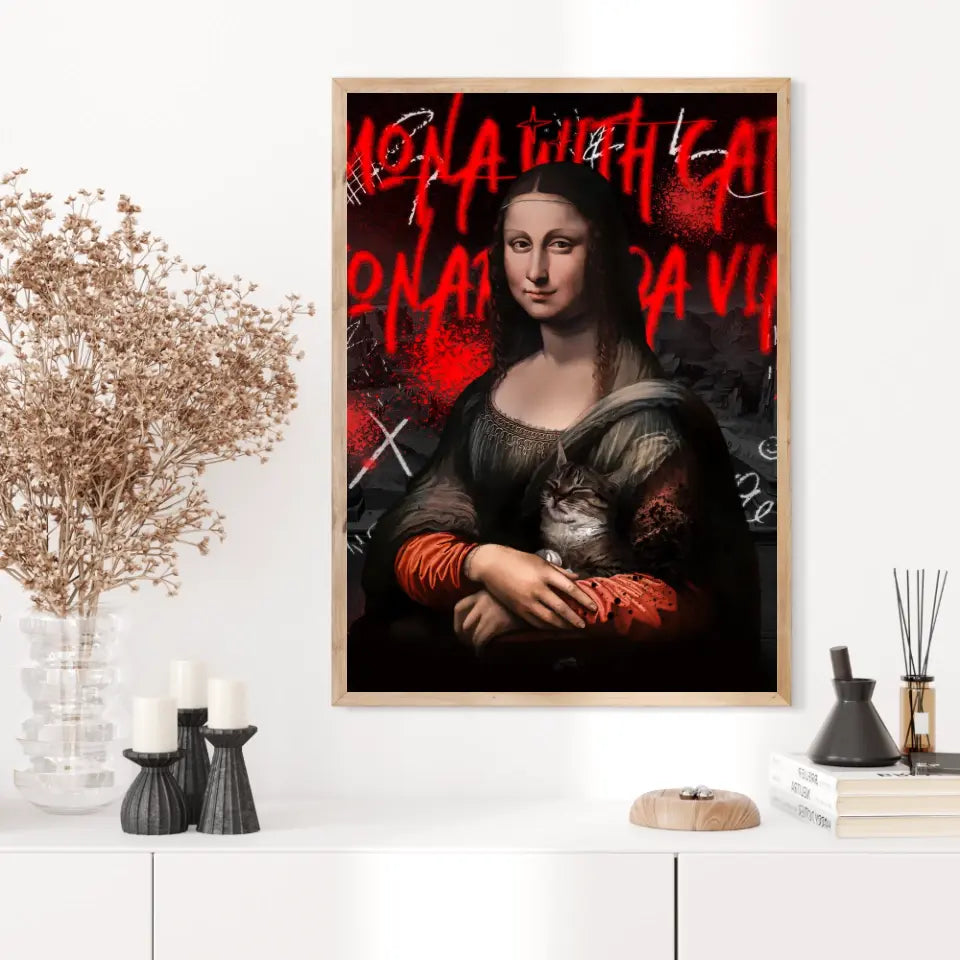 Affiche et Tableau Pop Art de Mona Lisa With a Cat