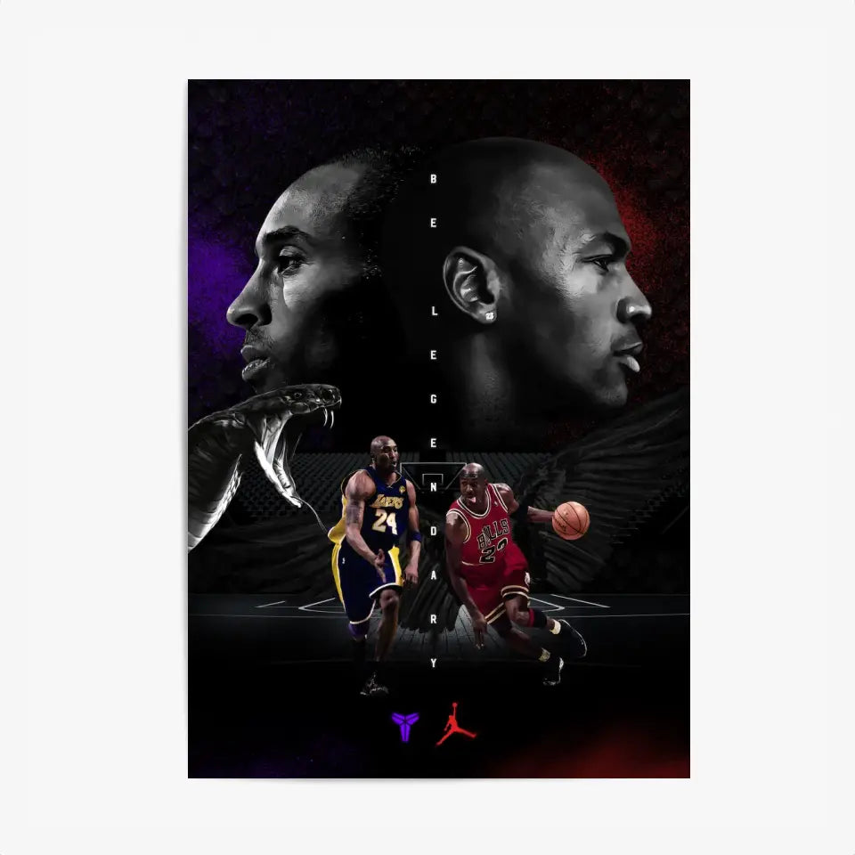 Affiche et Tableau Pop Art de Kobe Bryant Michael Jordan Be Legendary