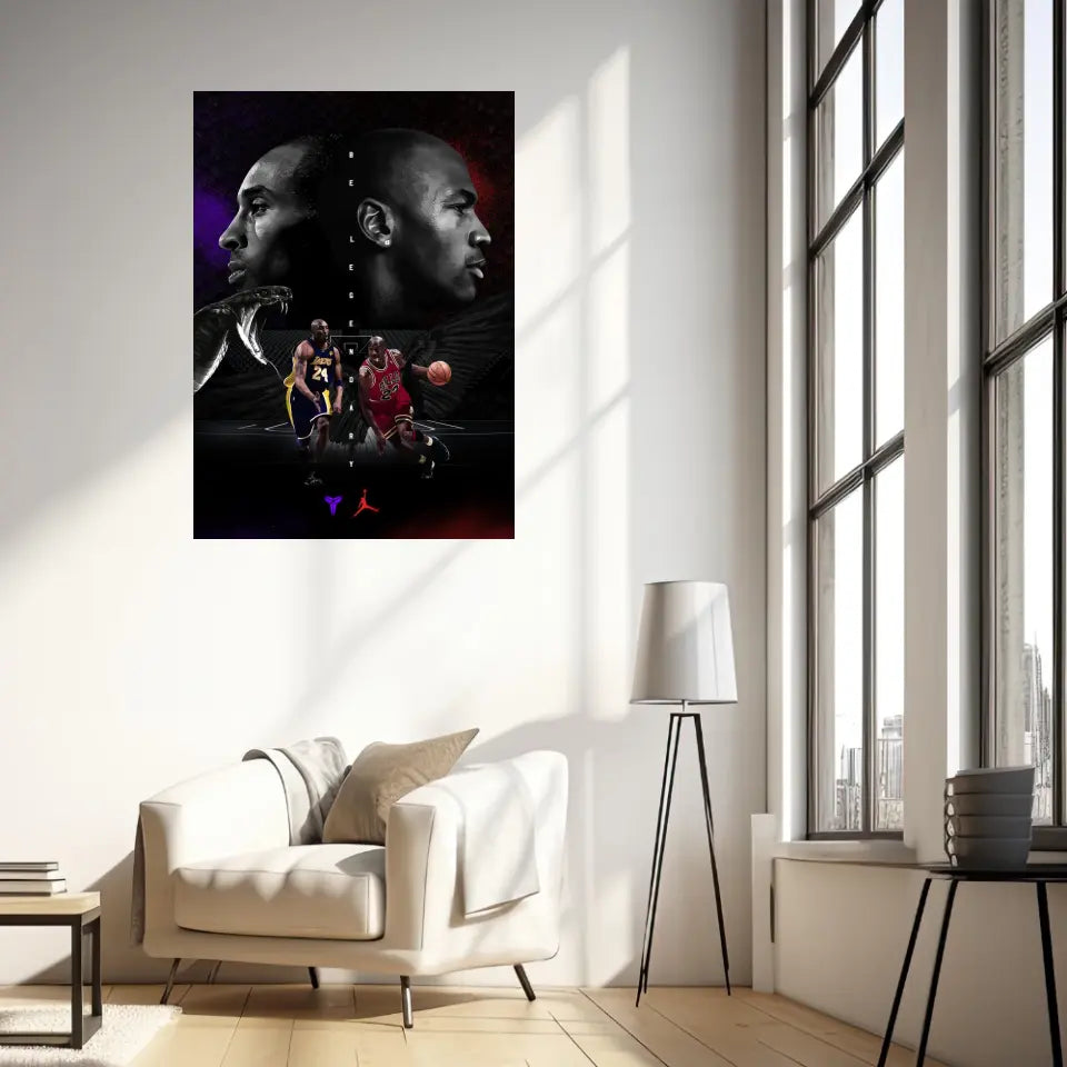 Affiche et Tableau Pop Art de Kobe Bryant Michael Jordan Be Legendary