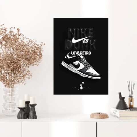 Affiche et Tableau Pop Art de Sneakers Nike Dunk Panda Low Retro