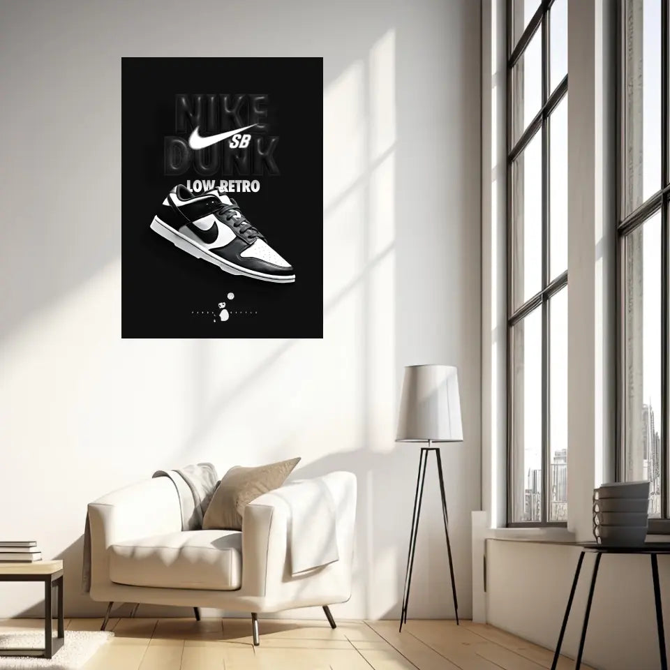 Affiche et Tableau Pop Art de Sneakers Nike Dunk Panda Low Retro