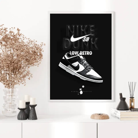 Affiche et Tableau Pop Art de Sneakers Nike Dunk Panda Low Retro