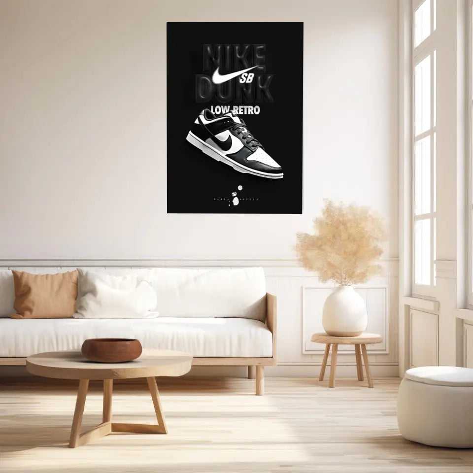 Affiche et Tableau Pop Art de Sneakers Nike Dunk Panda Low Retro