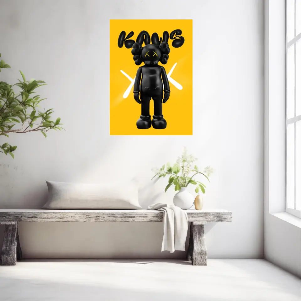 Affiche et Tableau Pop Art de Kaws Black and yellow