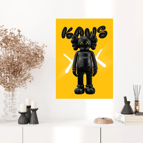 Affiche et Tableau Pop Art de Kaws Black and yellow