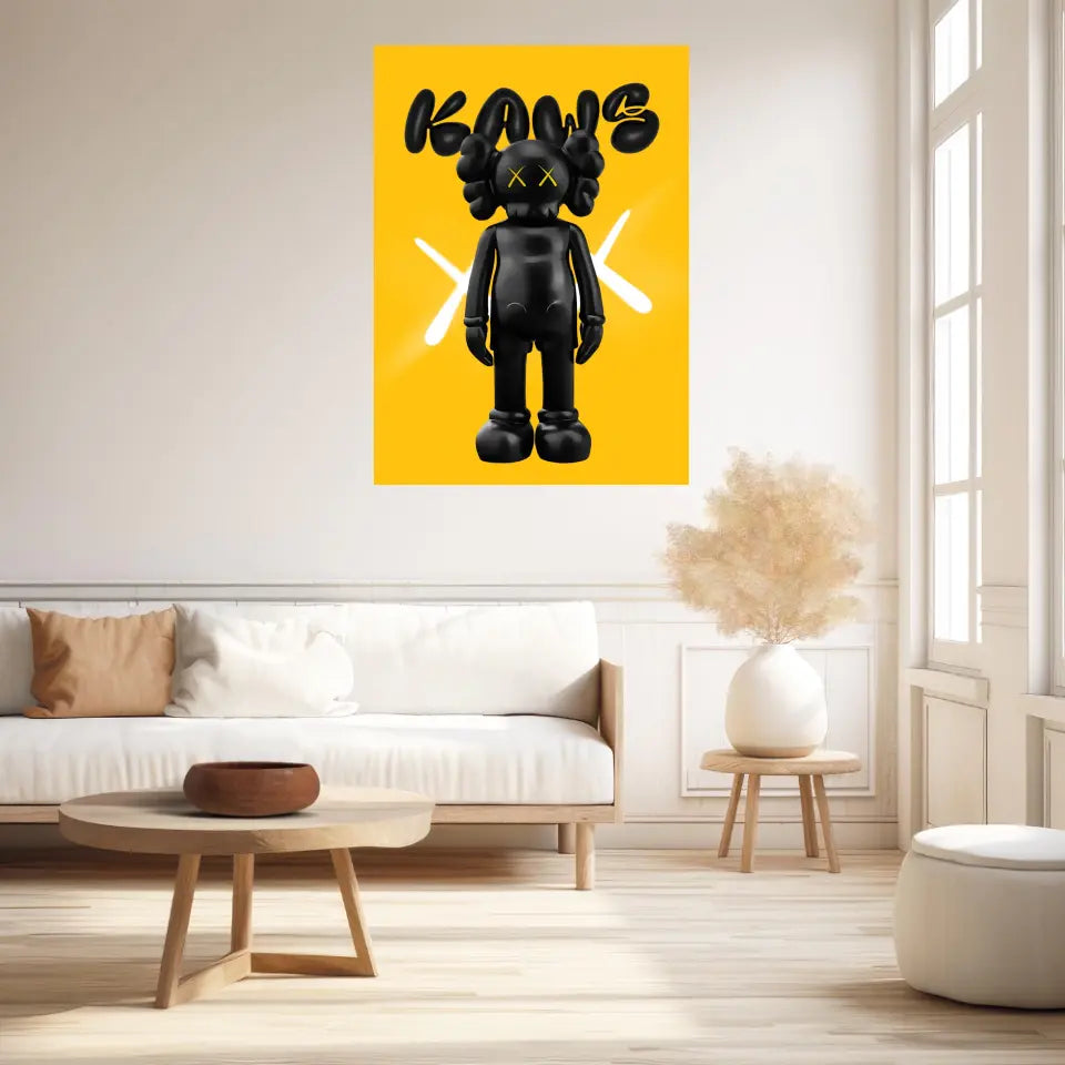 Affiche et Tableau Pop Art de Kaws Black and yellow