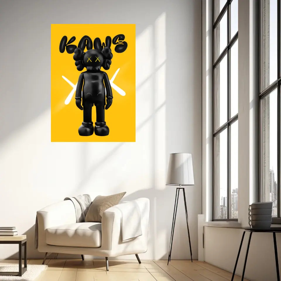 Affiche et Tableau Pop Art de Kaws Black and yellow