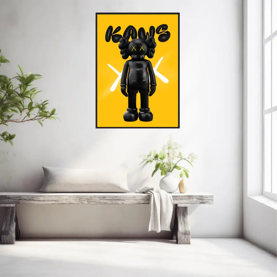 Affiche et Tableau Pop Art de Kaws Black and yellow