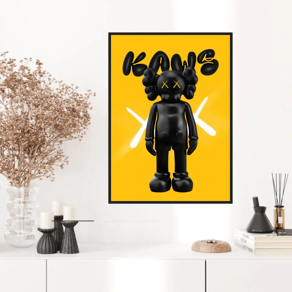 Affiche et Tableau Pop Art de Kaws Black and yellow