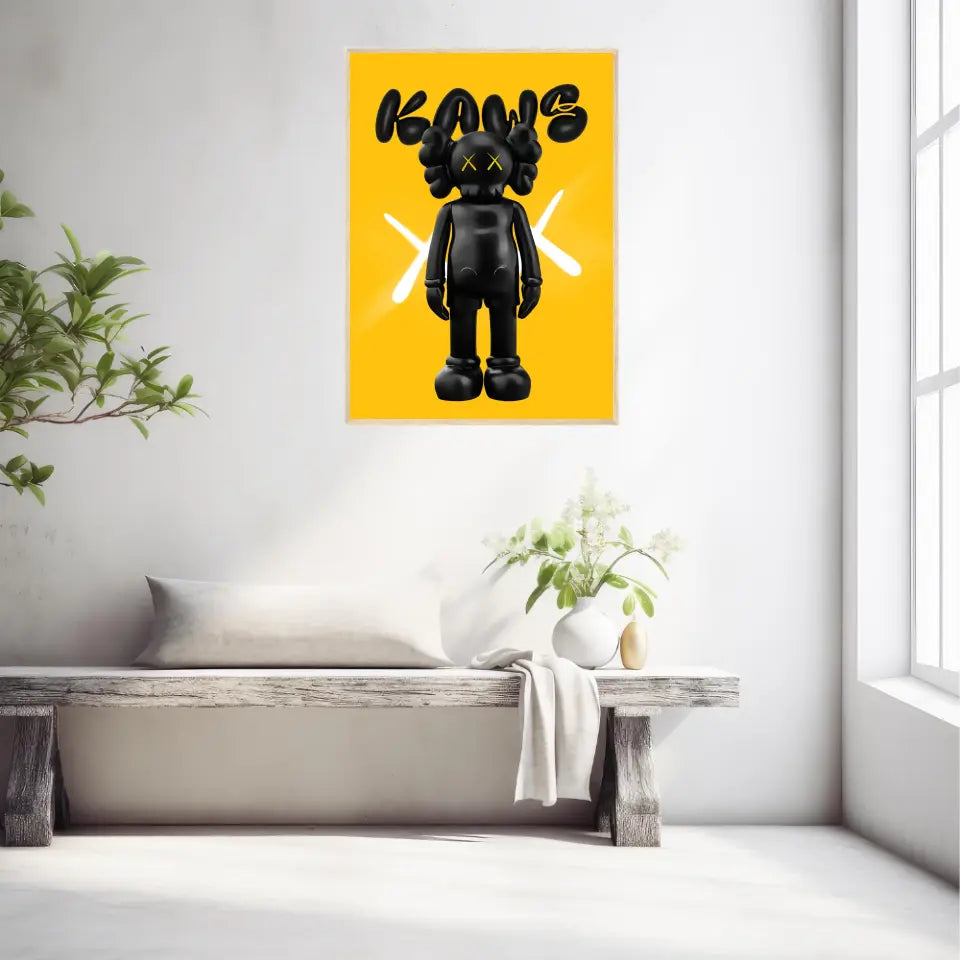 Affiche et Tableau Pop Art de Kaws Black and yellow