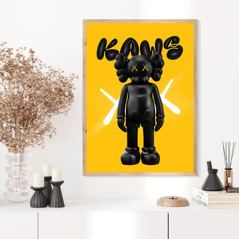 Affiche et Tableau Pop Art de Kaws Black and yellow