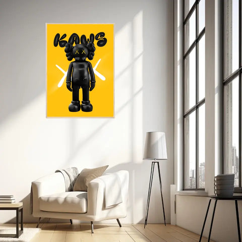 Affiche et Tableau Pop Art de Kaws Black and yellow