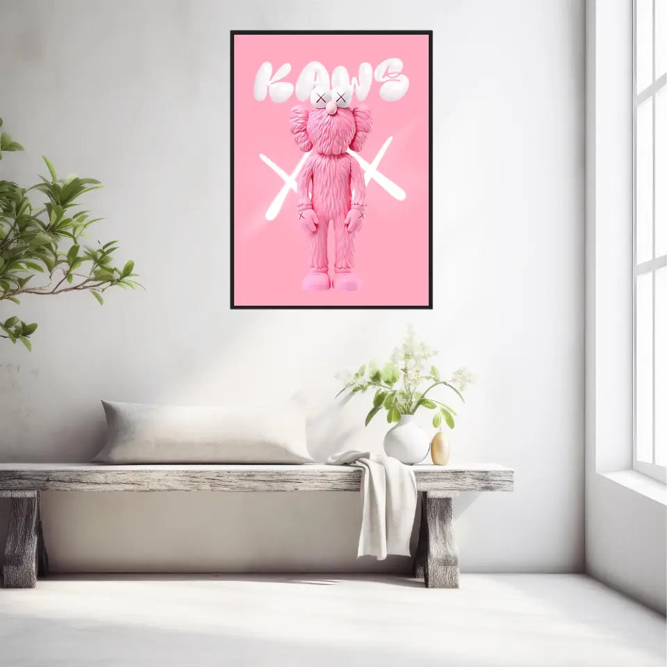 Affiche et Tableau Pop Art de Kaws Pink and White