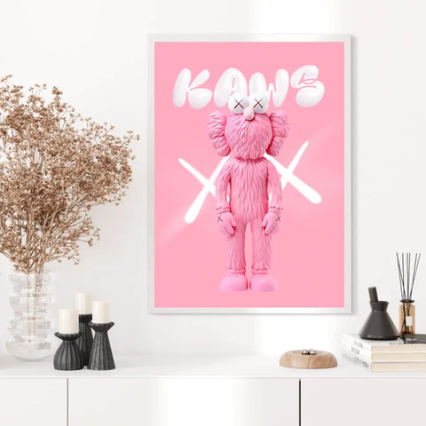 Affiche et Tableau Pop Art de Kaws Pink and White