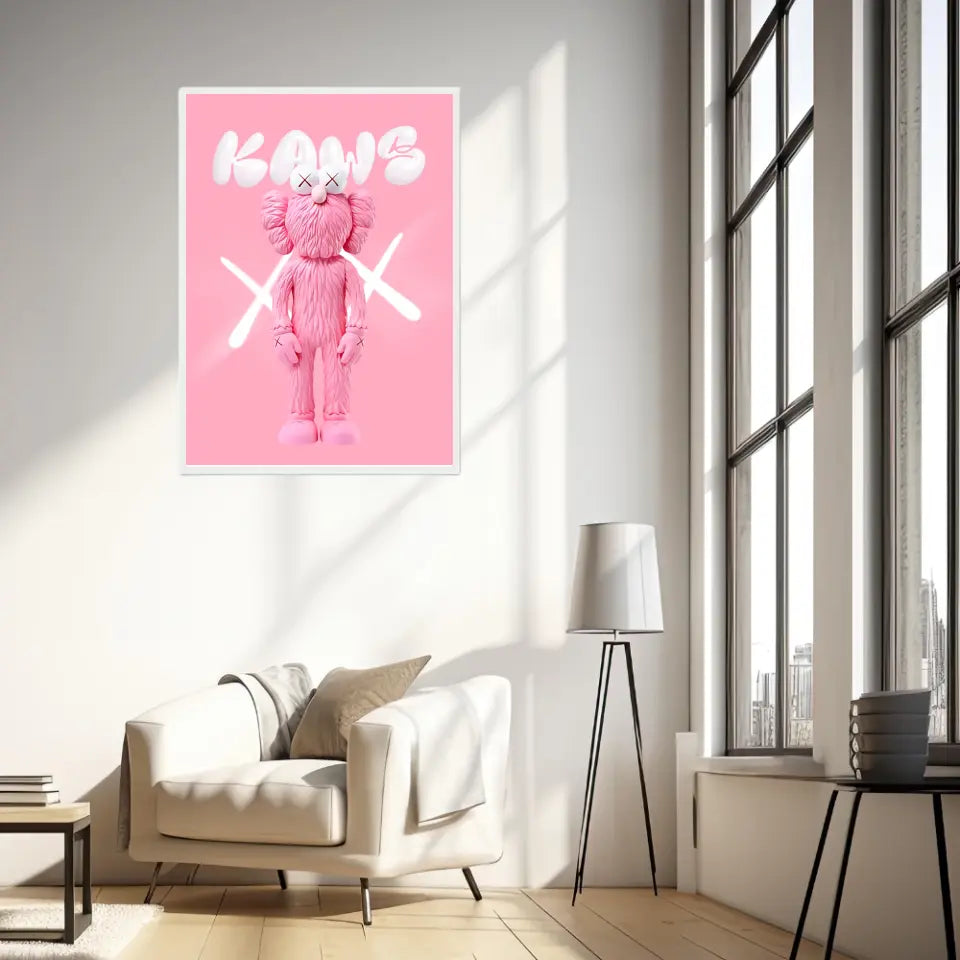 Affiche et Tableau Pop Art de Kaws Pink and White