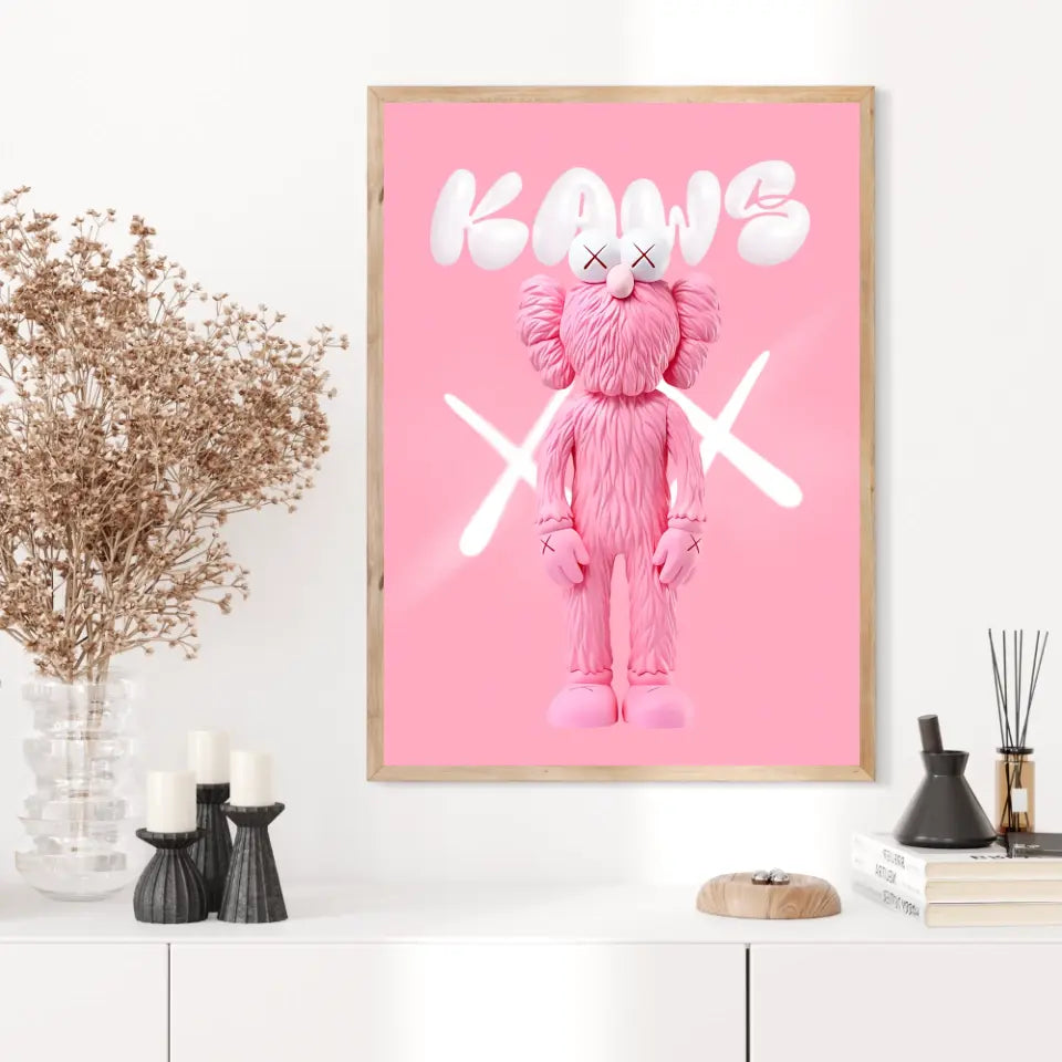 Affiche et Tableau Pop Art de Kaws Pink and White