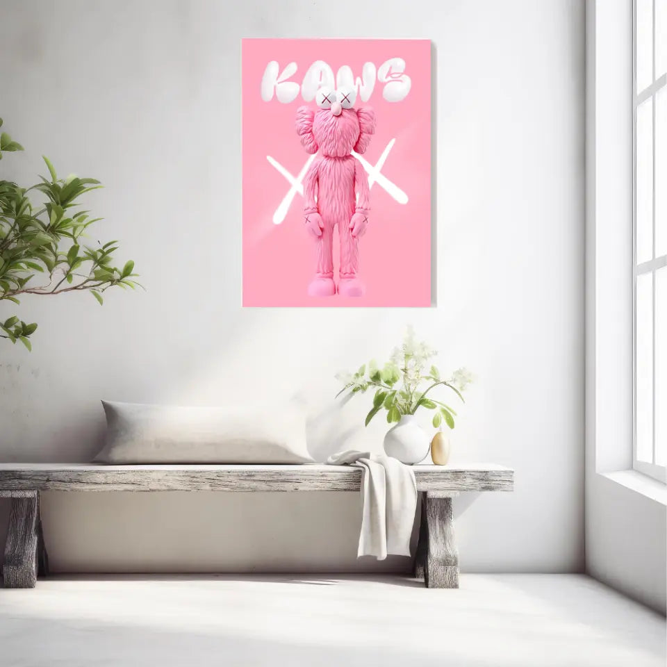 Affiche et Tableau Pop Art de Kaws Pink and White