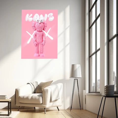 Affiche et Tableau Pop Art de Kaws Pink and White