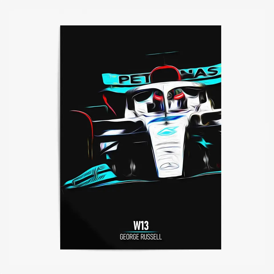 Affiche ou Tableau Mercedes W13 George Russell Formule 1