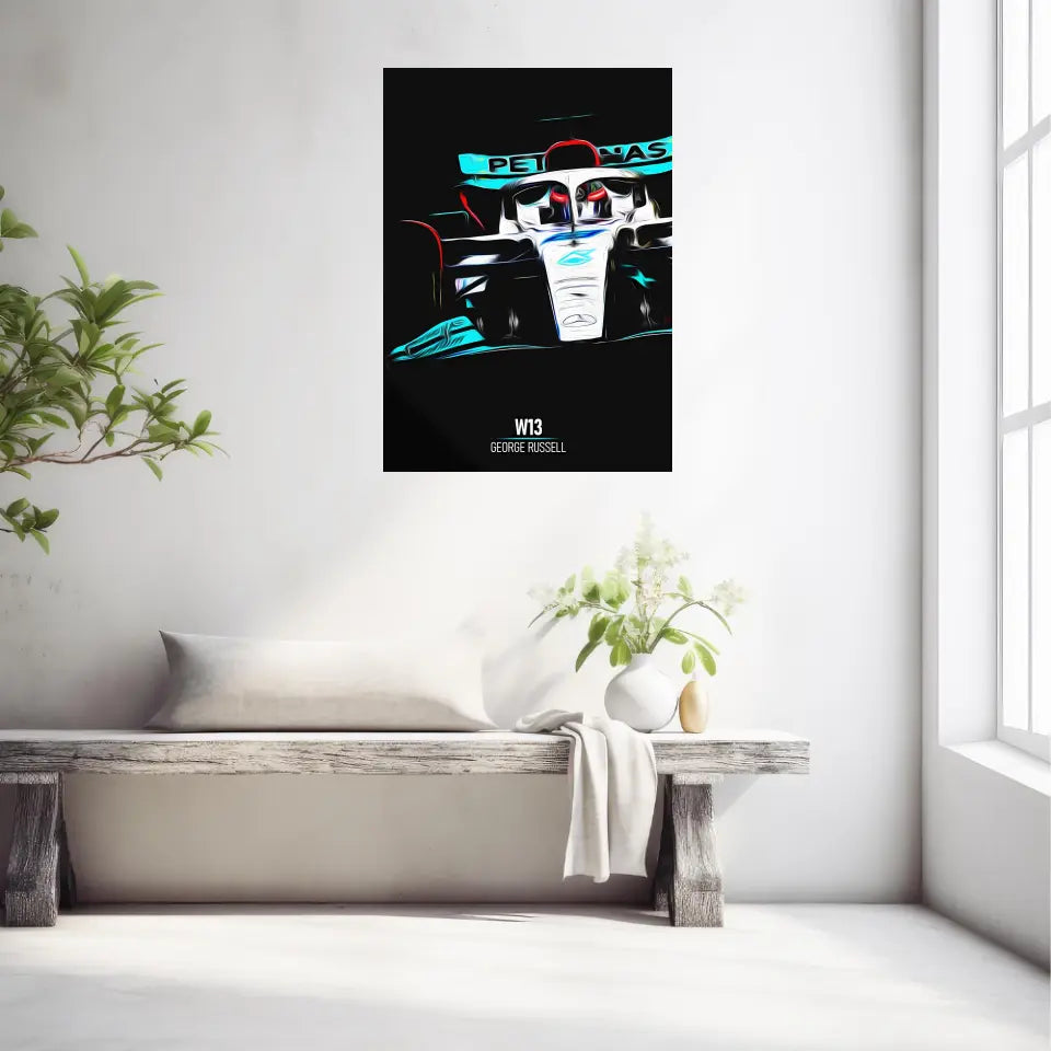 Affiche ou Tableau Mercedes W13 George Russell Formule 1