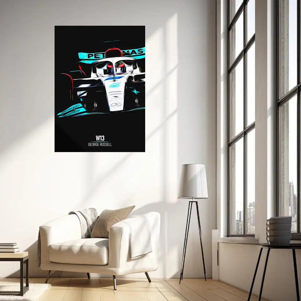 Affiche ou Tableau Mercedes W13 George Russell Formule 1