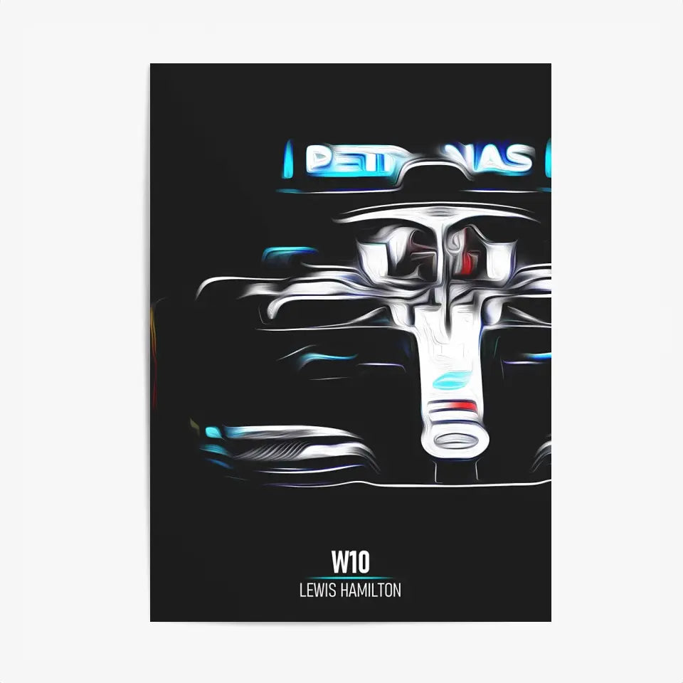 Affiche ou Tableau Mercedes W10 Lewis Hamilton Formule 1