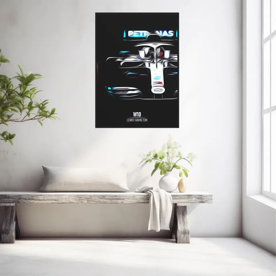 Affiche ou Tableau Mercedes W10 Lewis Hamilton Formule 1