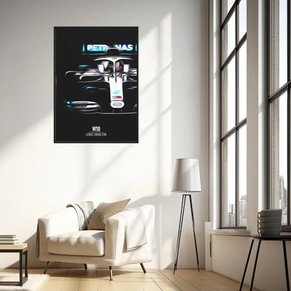 Affiche ou Tableau Mercedes W10 Lewis Hamilton Formule 1