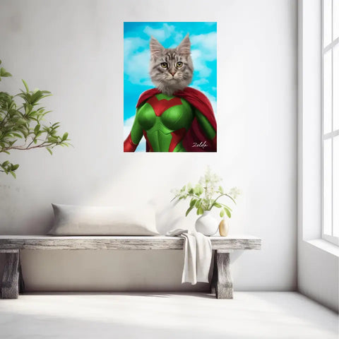 Tableau Animaux Portrait Personnalisé Super Héros Chat Chartreux