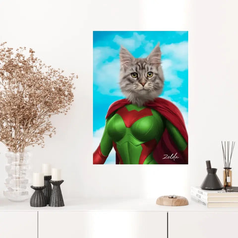 Tableau Animaux Portrait Personnalisé Super Héros Chat Chartreux