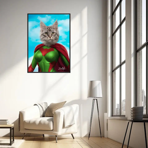 Tableau Animaux Portrait Personnalisé Super Héros Chat Chartreux