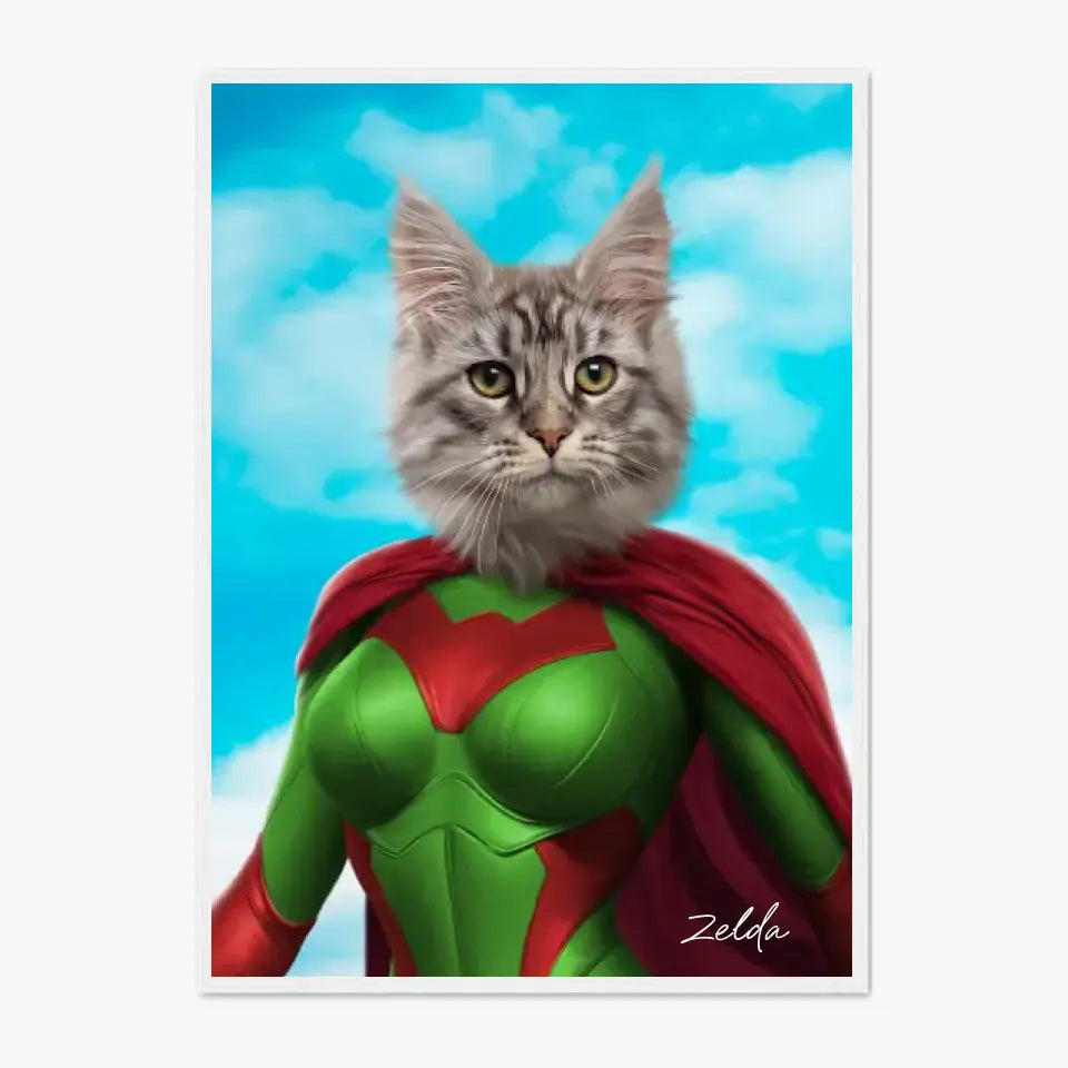 Tableau Animaux Portrait Personnalisé Super Héros Chat Chartreux