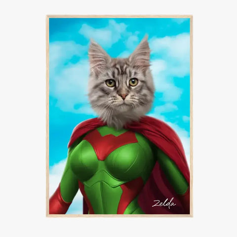 Tableau Animaux Portrait Personnalisé Super Héros Chat Chartreux