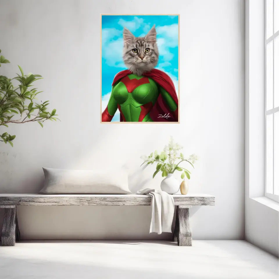 Tableau Animaux Portrait Personnalisé Super Héros Chat Chartreux