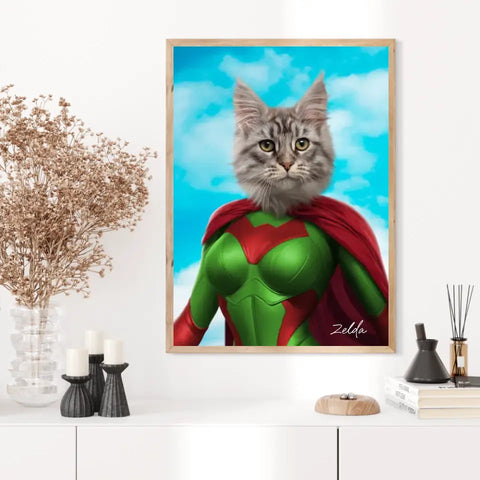 Tableau Animaux Portrait Personnalisé Super Héros Chat Chartreux