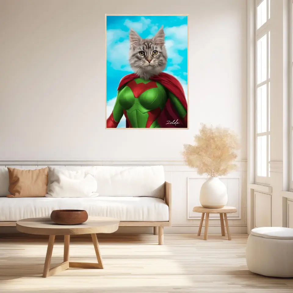 Tableau Animaux Portrait Personnalisé Super Héros Chat Chartreux