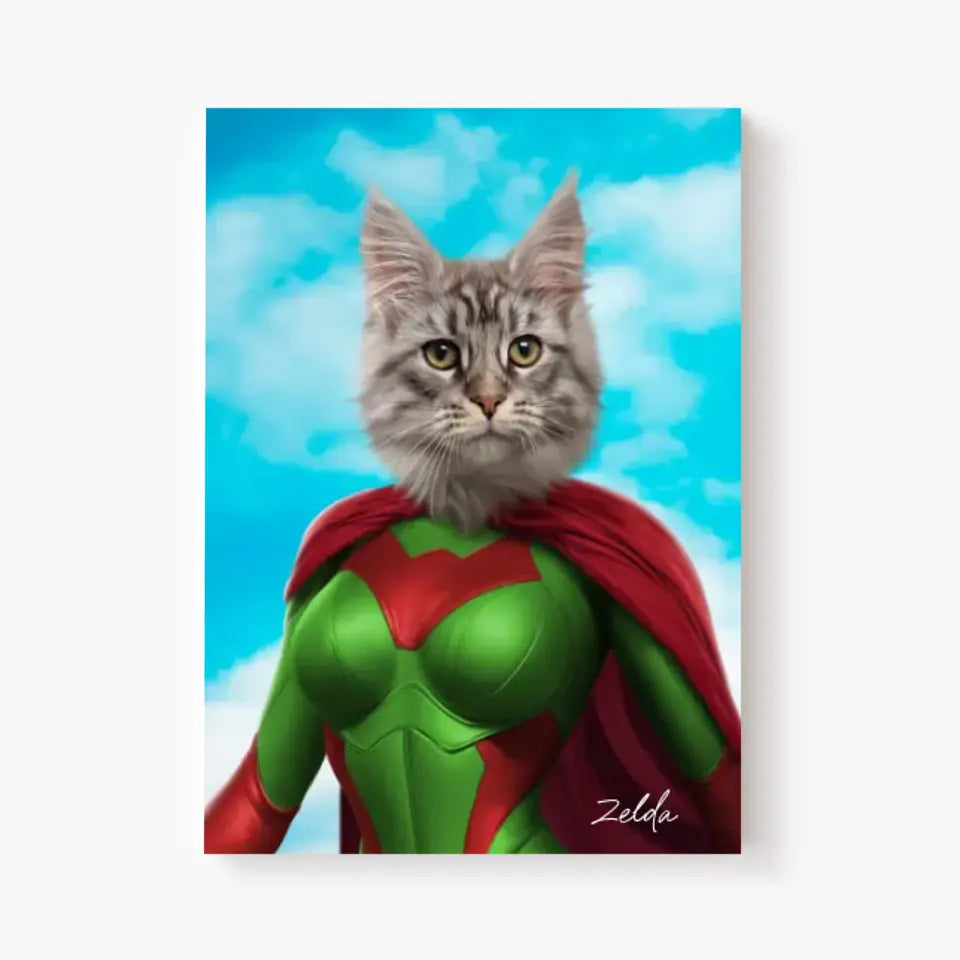 Tableau Animaux Portrait Personnalisé Super Héros Chat Chartreux