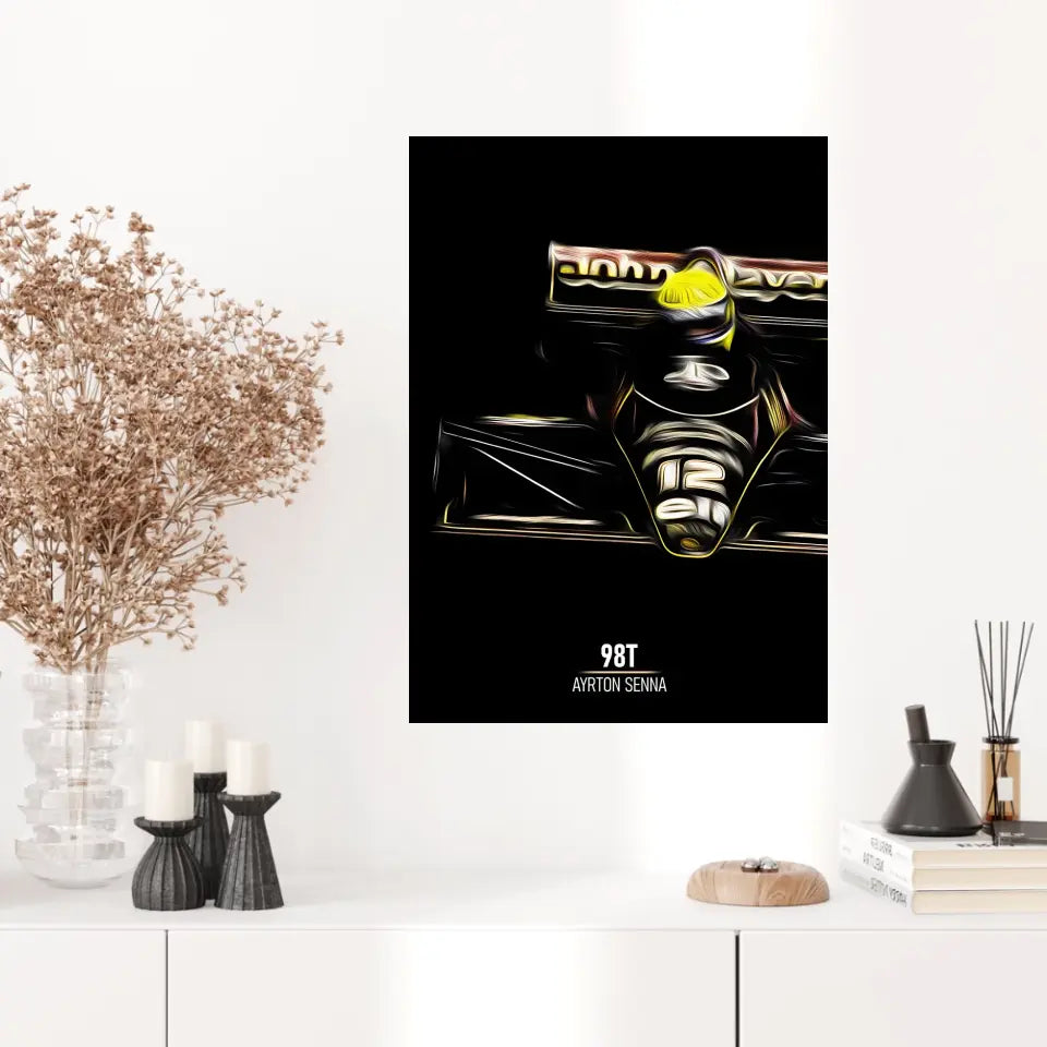 Affiche ou Tableau Lotus 98T Ayrton Senna Formule 1