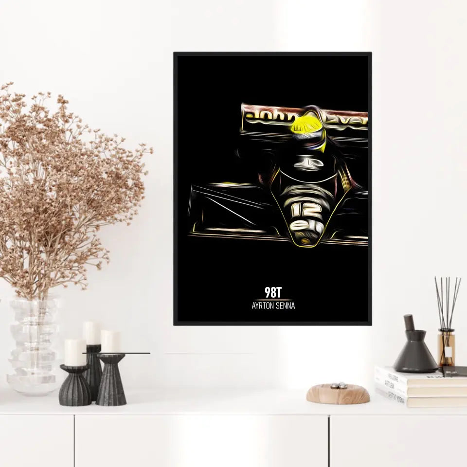 Affiche ou Tableau Lotus 98T Ayrton Senna Formule 1