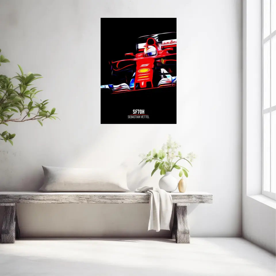 Affiche ou Tableau Ferrari SF70H Sebastian Vettel Formule 1