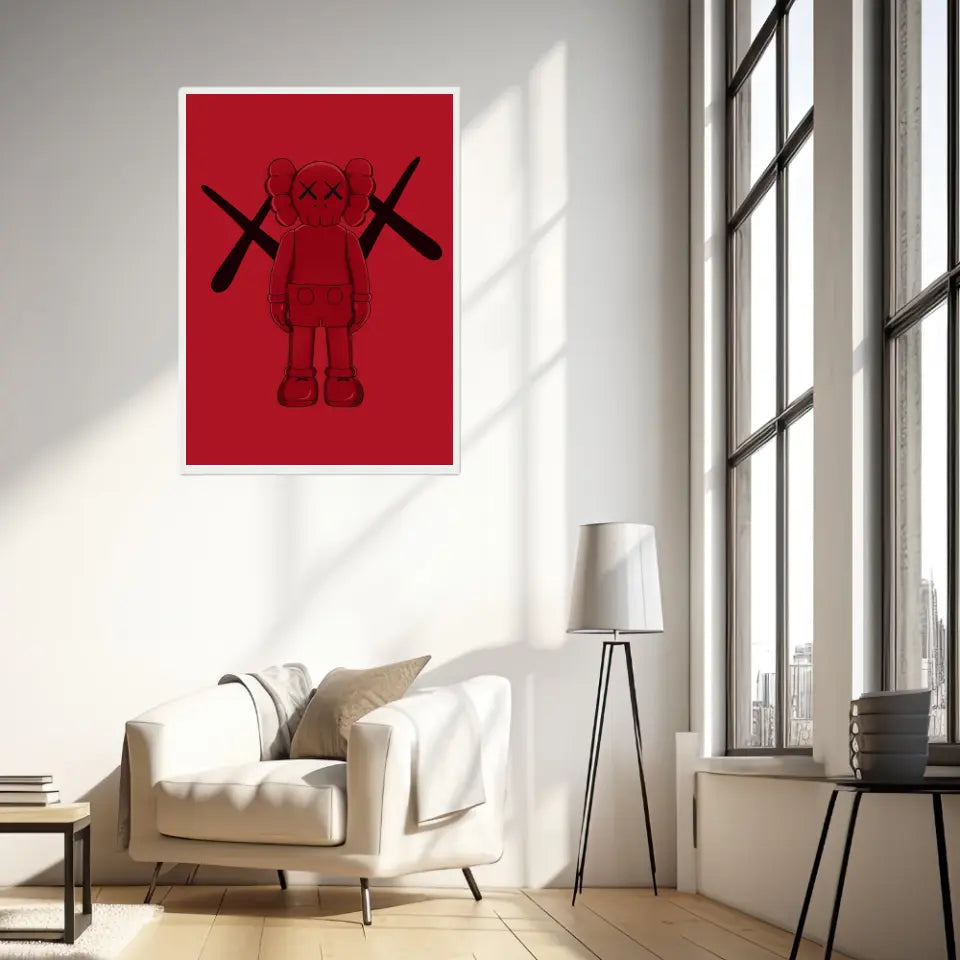 Affiche et Tableau Moderne KAWS Rouge