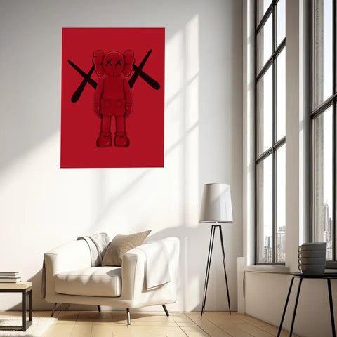 Affiche et Tableau Moderne KAWS Rouge