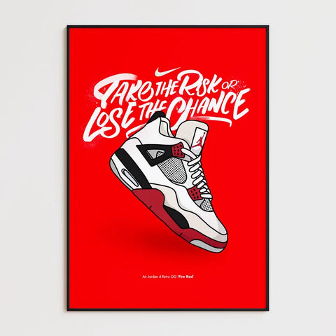 Affiche et Tableau Moderne Sneakers Nike Air Jordan 4 retro OG Fire Red