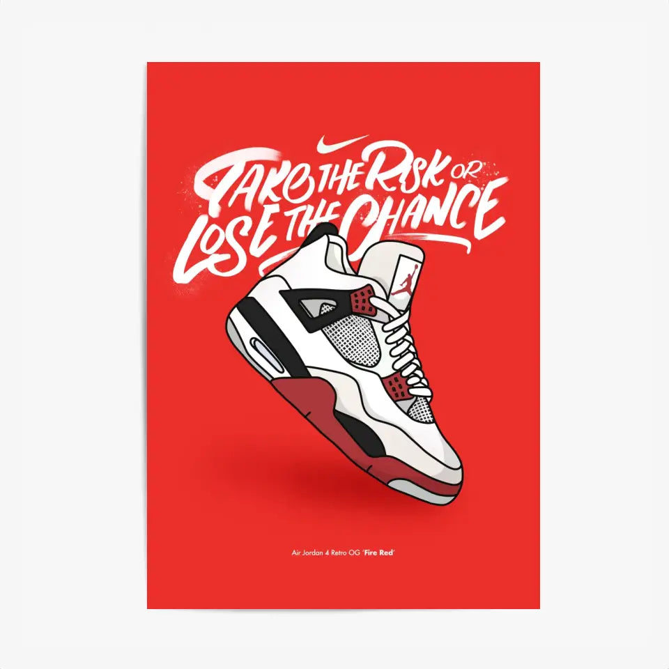 Affiche et Tableau Moderne Sneakers Nike Air Jordan 4 retro OG Fire Red