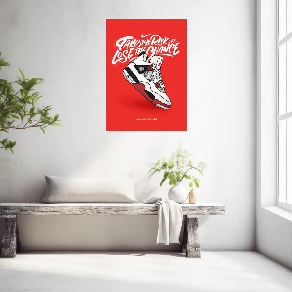 Affiche et Tableau Moderne Sneakers Nike Air Jordan 4 retro OG Fire Red