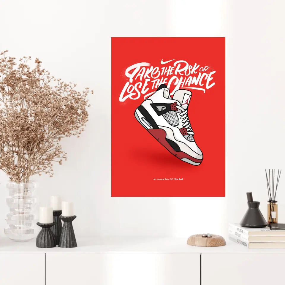 Affiche et Tableau Moderne Sneakers Nike Air Jordan 4 retro OG Fire Red